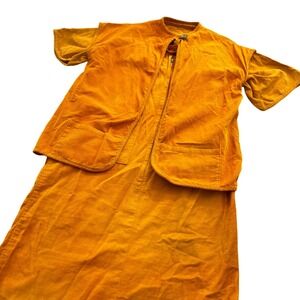 Vintage 50s/60s Mustard Yellow Corduroy Midi Dress w/ Blouse M/L